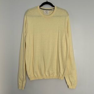 Weatherproof Vintage Cotton Cashmere Blend Crewneck Yellow Light Sweater Size M